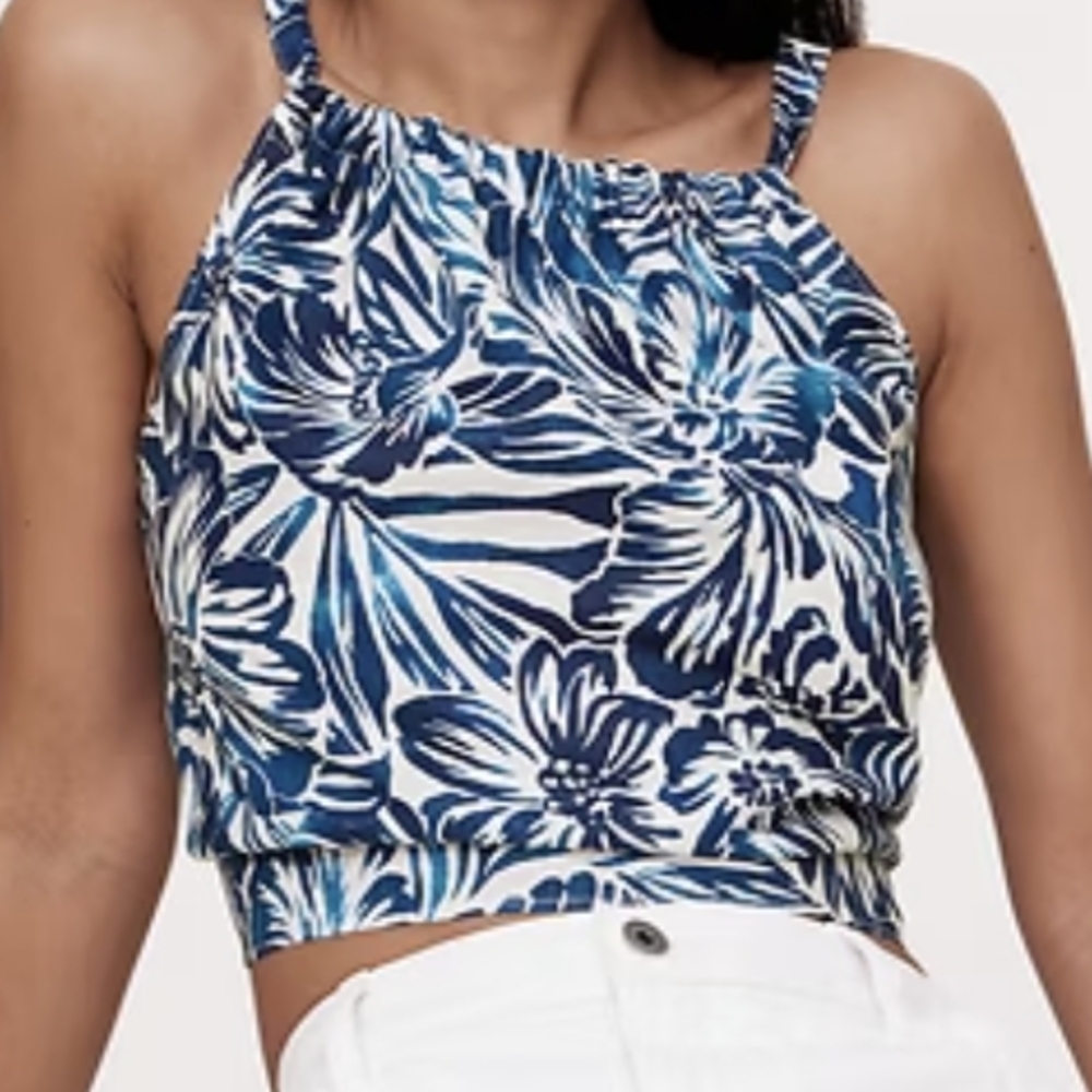 Banana Republic Blue and White Floral Tank Top
